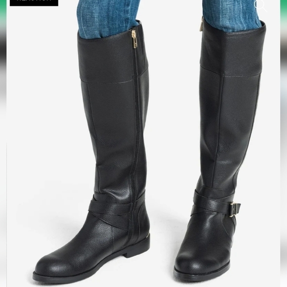 Kenneth Cole Black Faux Leather Wind Riding Boot 5 - Picture 2 of 8